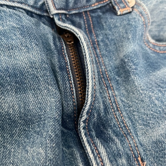 American Eagle High Rise Straight Jeans Size 4 Long Distressed Ripped Medium - Picture 3 of 7